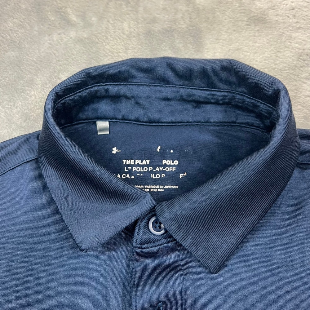 UNDER ARMOUR Playoff Polo Shirt Mens Small Navy Blue Colorblock Gym Golf Active - Picture 15 of 16